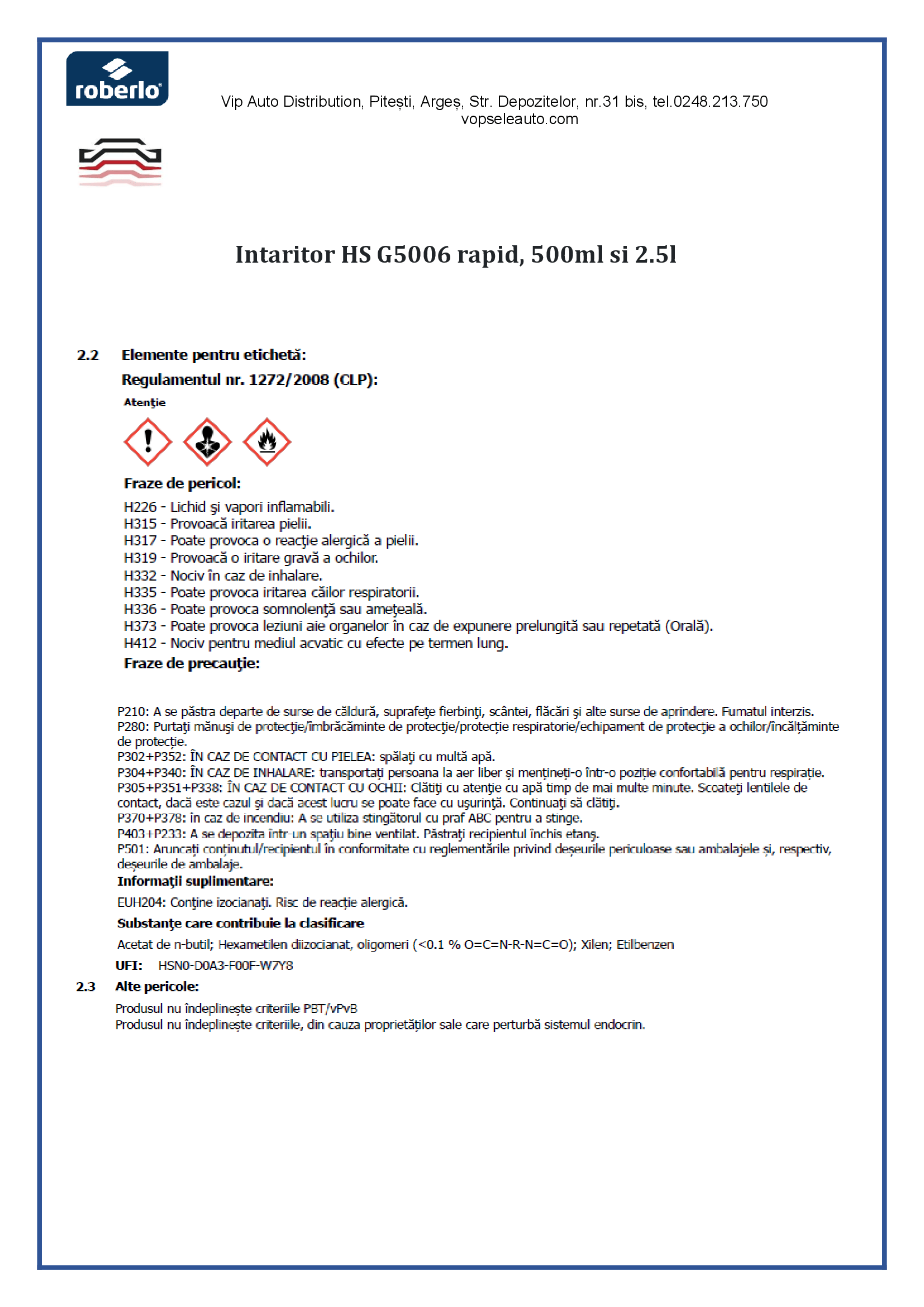 Intaritor HS G5006 rapid, 500ml, Roberlo